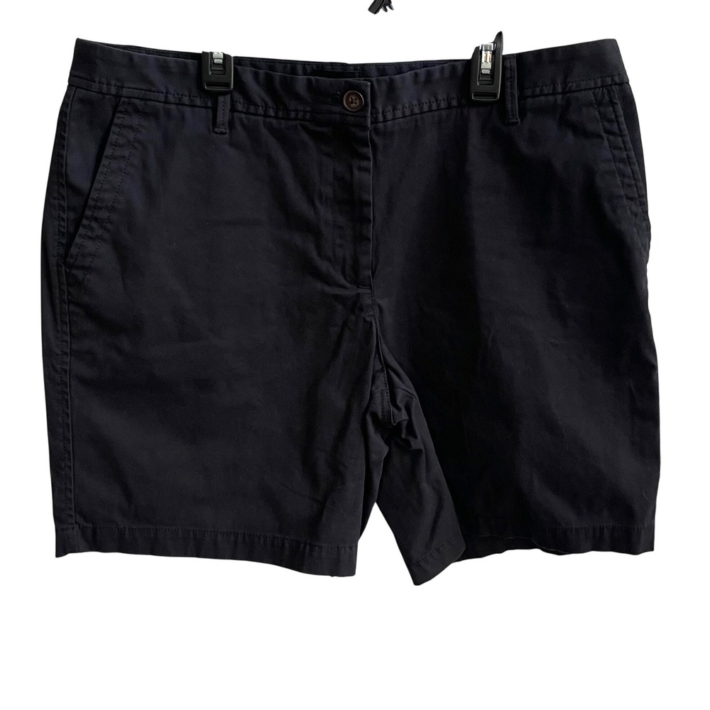 Talbots Relaxed Chino Shorts Womens 12 Black Preppy Classic 7 Inch Inseam Cotton